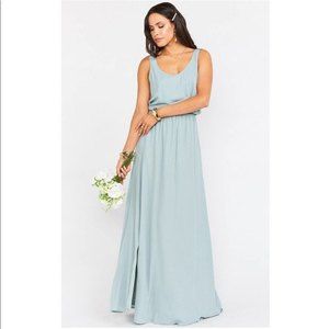 Show Me Your Mumu | Bridesmaid Kendall Maxi Silver Sage Crisp Dress Size Small